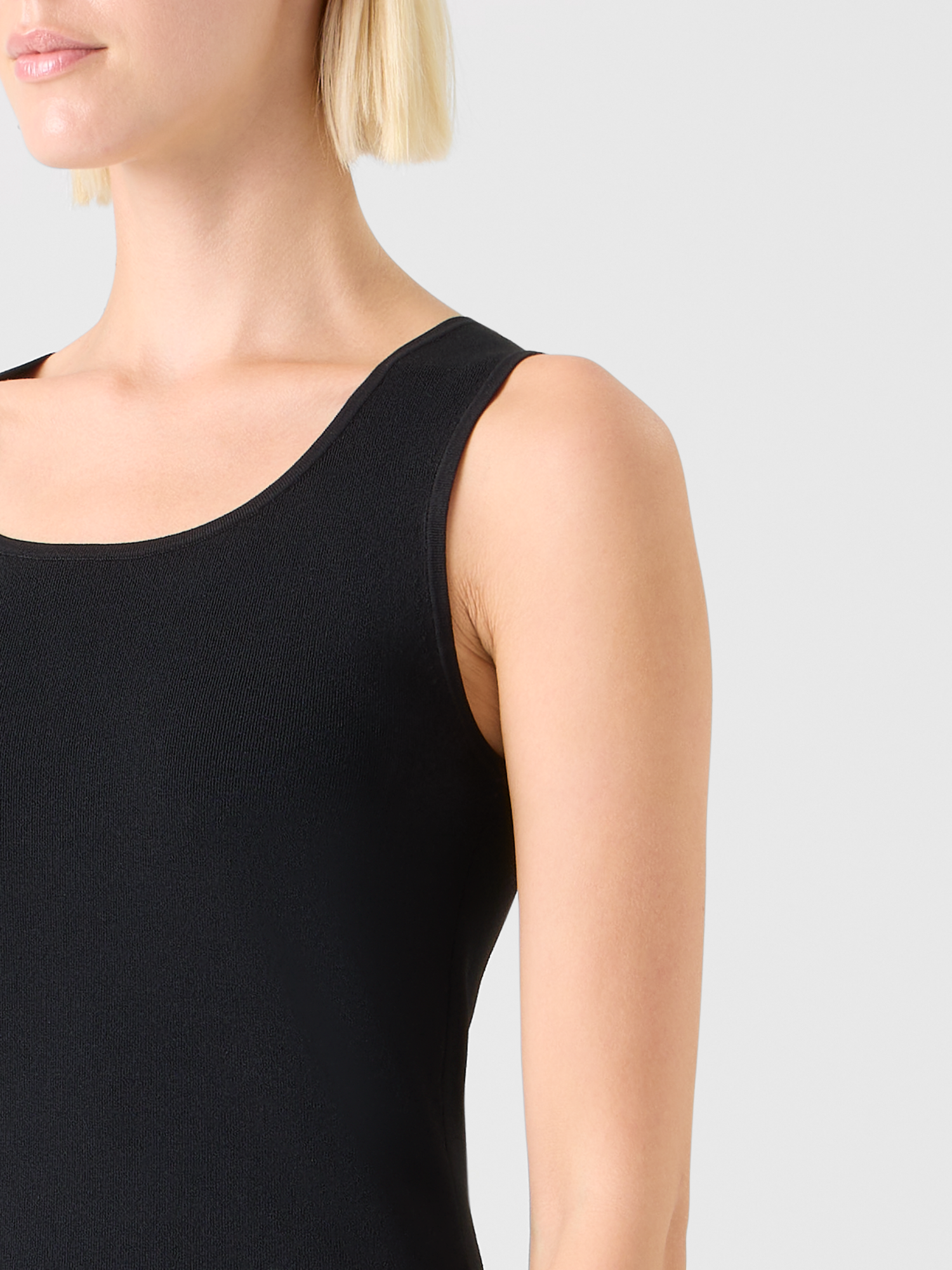 Designer Fitted Viscose Blend Knit Tank Top - black 