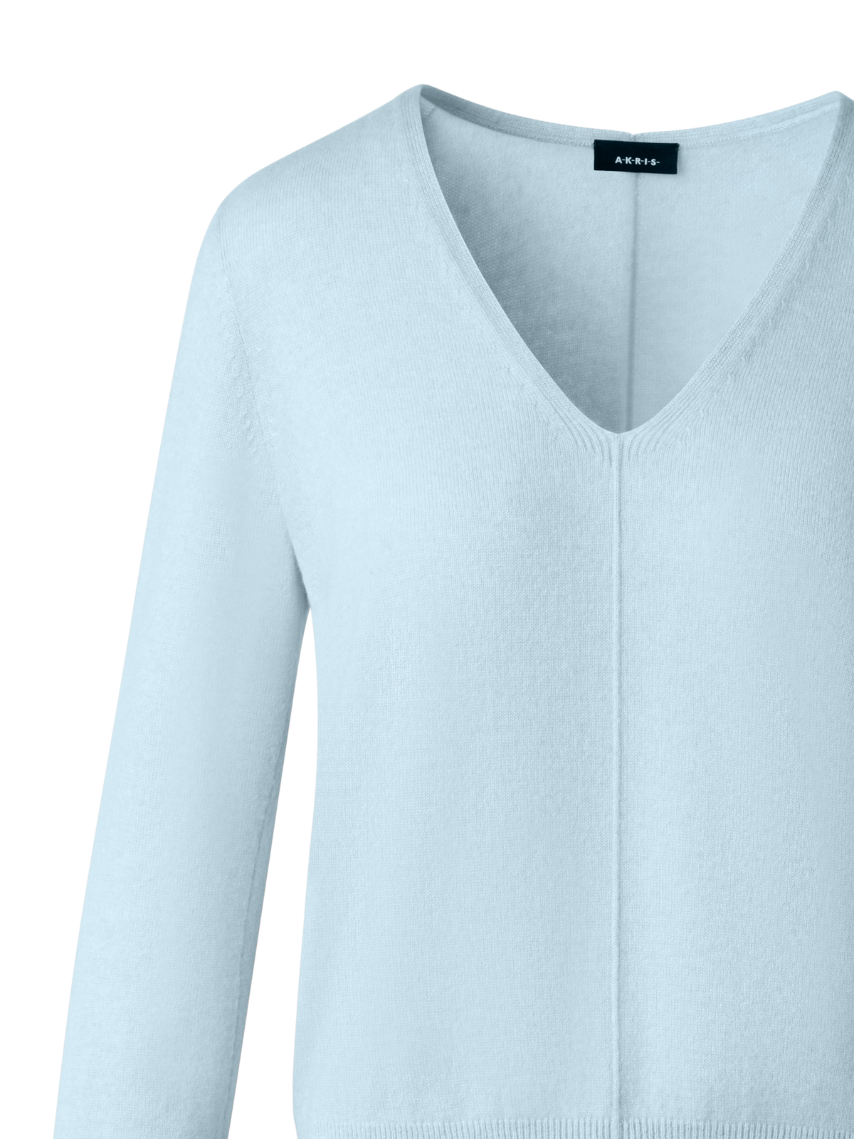 Designer V-Neck Sweater in 100% Cashmere - pastel - blue