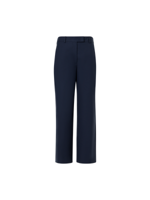Designer Christelle Cropped Wide-Leg Pants in Cotton-Silk Double-Face - navy