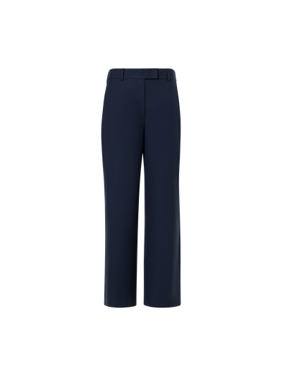 Designer Christelle Cropped Wide-Leg Pants in Cotton-Silk Double-Face - navy