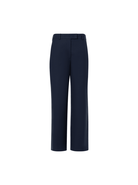 Designer Christelle Cropped Wide-Leg Pants in Cotton-Silk Double-Face - navy
