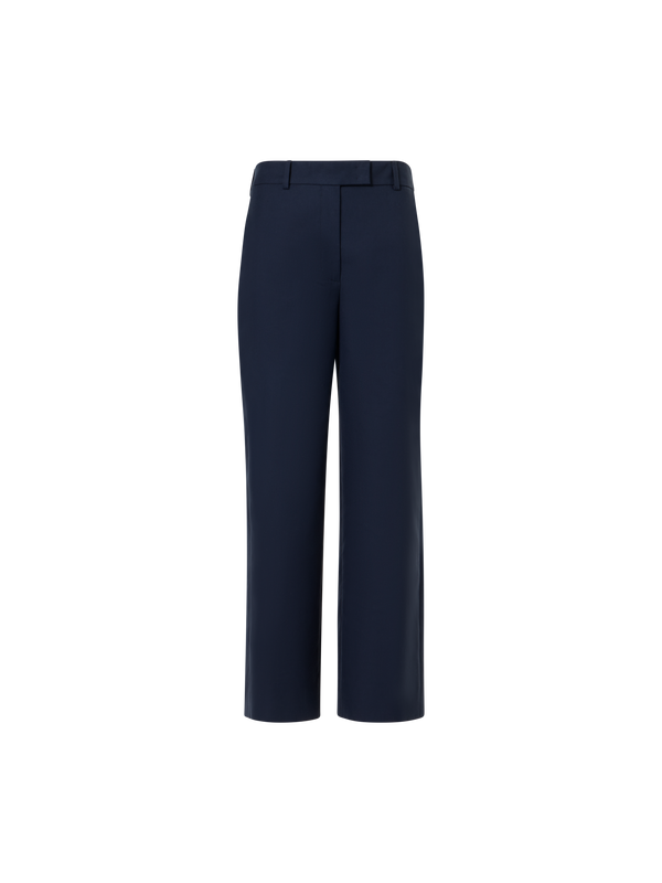 Designer Christelle Cropped Wide-Leg Pants in Cotton-Silk Double-Face - navy