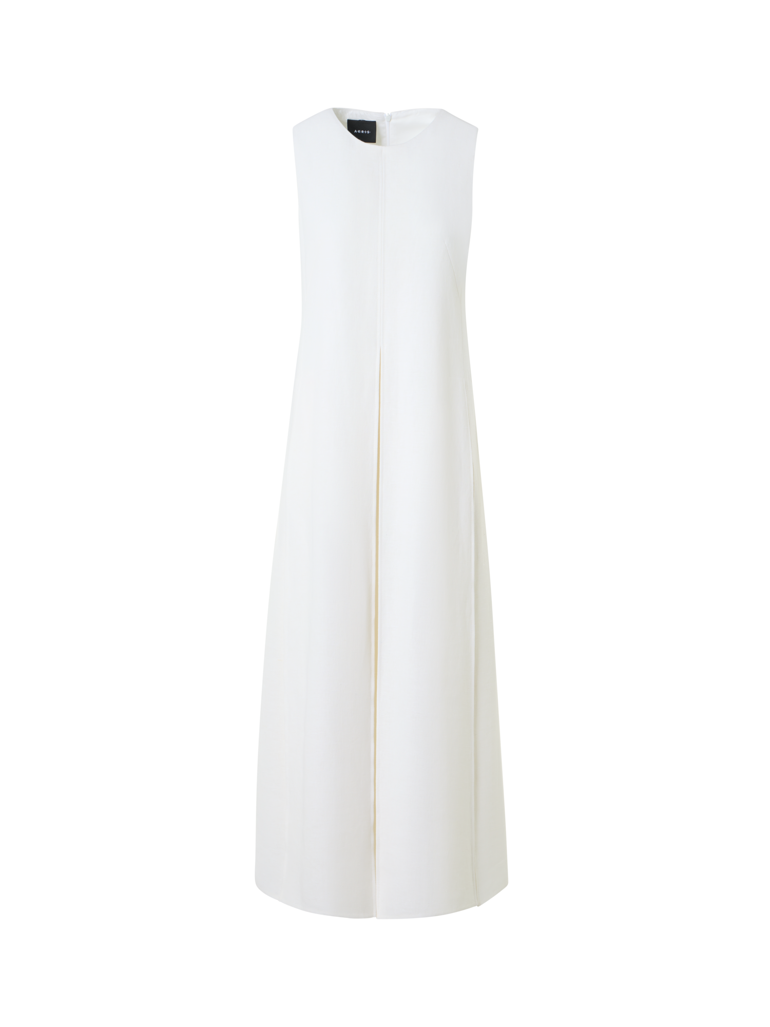 Designer Midi Dress in Linen Wool Double-Face - ecru