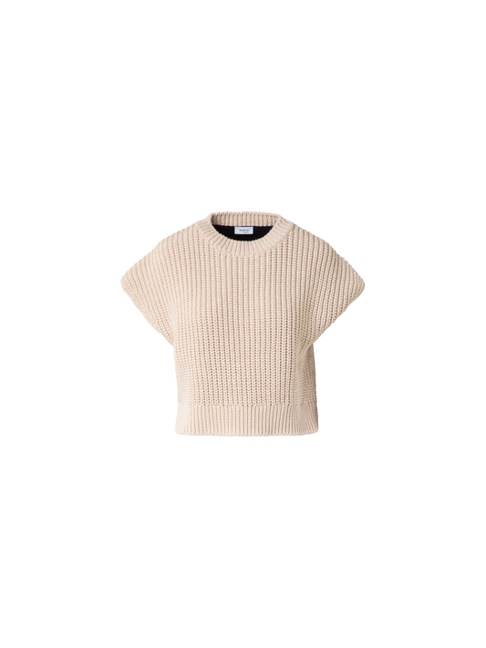 Designer Bi-Color Jersey-Knit-Sweater - neutral - pastel - navy - blue - multicolor - beige