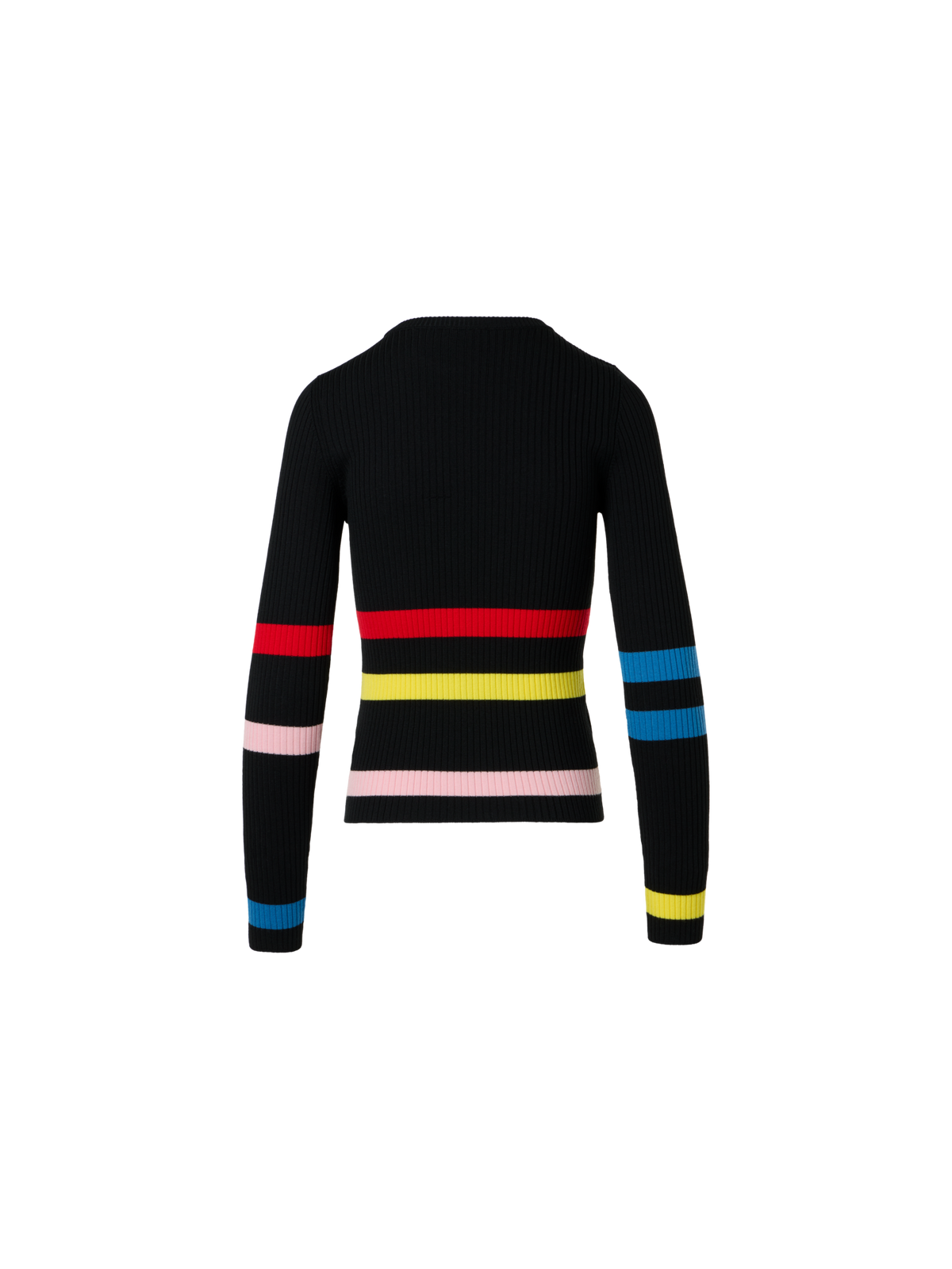 Designer Color-Block Stripe Ribbed Knit Sweater - black