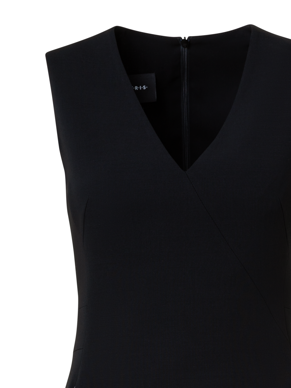 Designer Sleeveless Wool Double-Face Sheath Dress - black