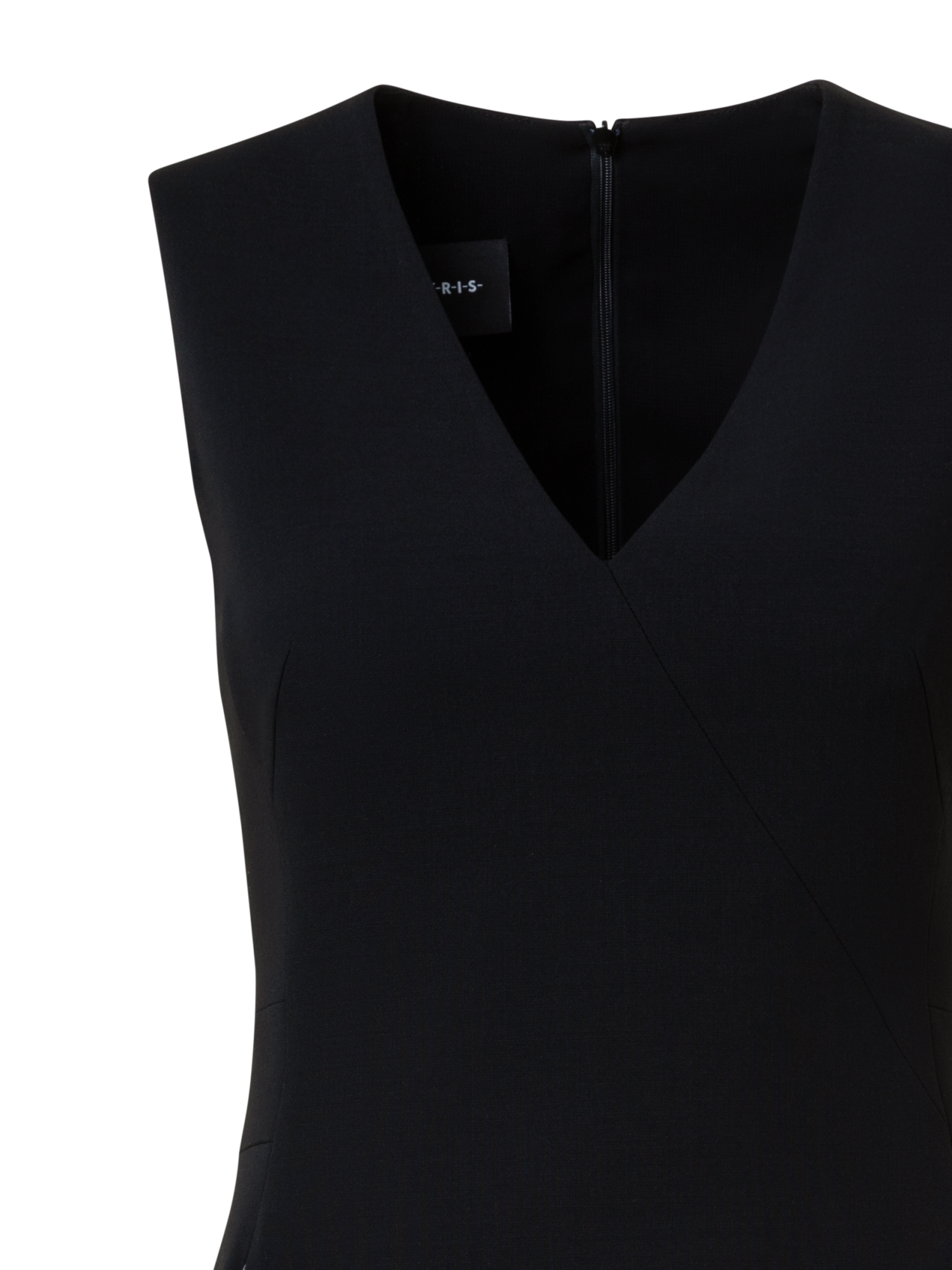 Designer Sleeveless Wool Double-Face Sheath Dress - black