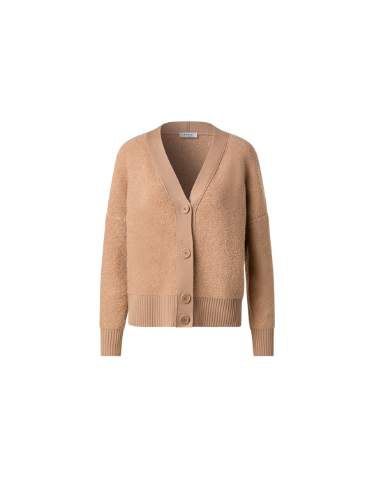 Designer Soft Wool Bouclé Knit Cardigan - beige