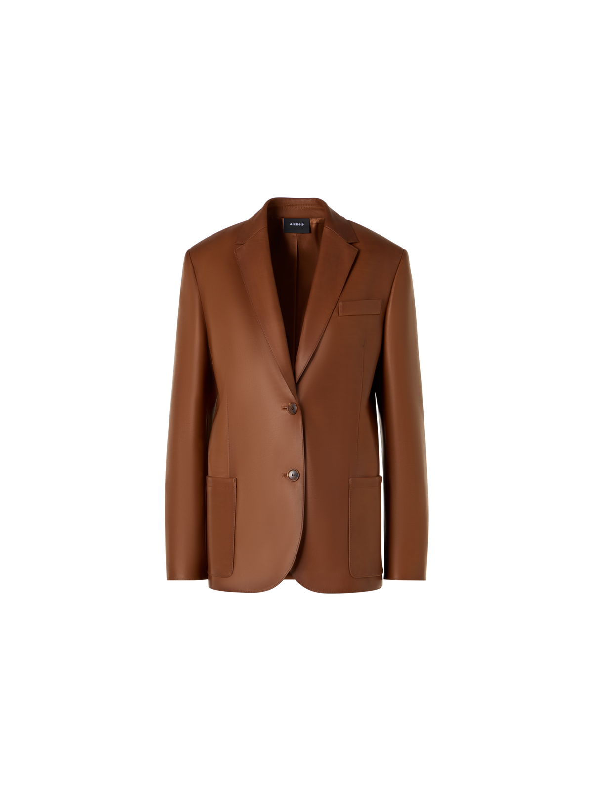 Designer Relaxed Single-Breasted Nappa Leather Blazer - brown