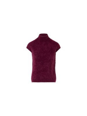 Designer Cloud Cashmere Mock Neck Top - red