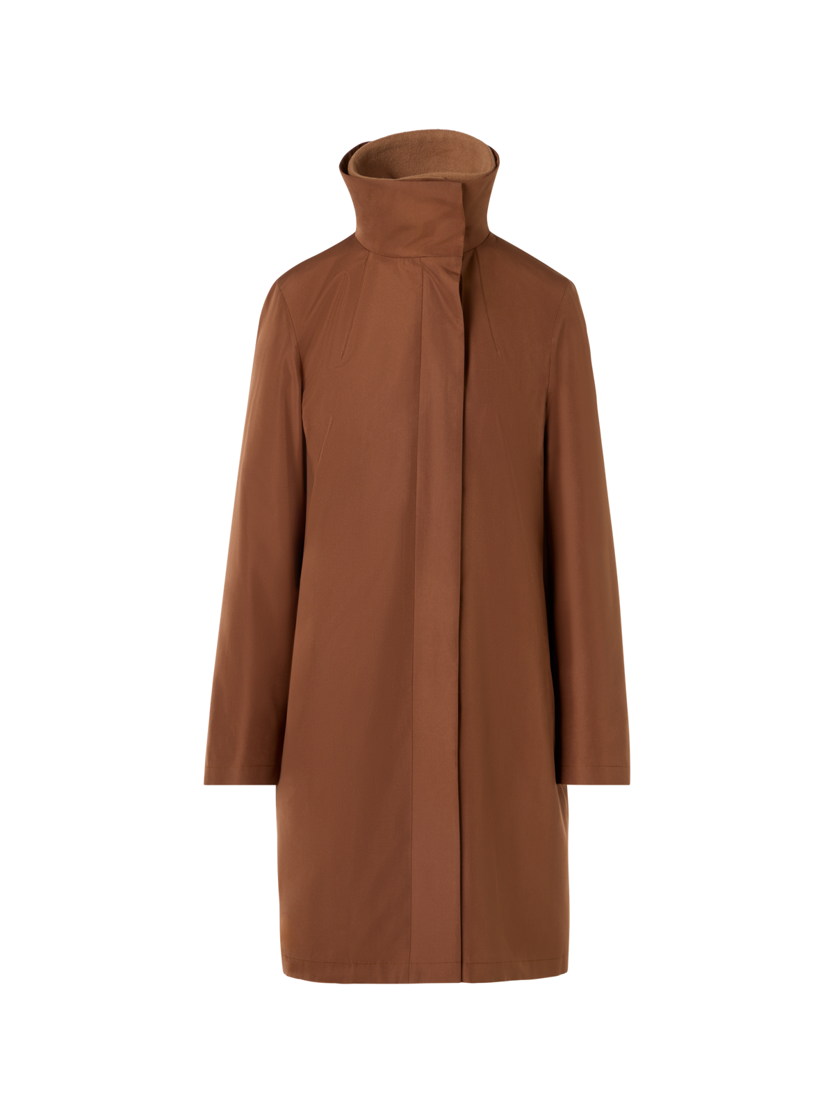 Designer Two-in-One Silk Taffeta Coat with Cashmere Inner - brown