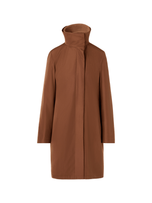 Designer Two-in-One Silk Taffeta Coat with Cashmere Inner - brown