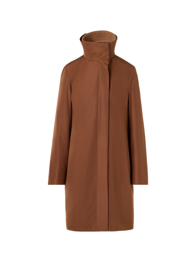Designer Two-in-One Silk Taffeta Coat with Cashmere Inner - brown