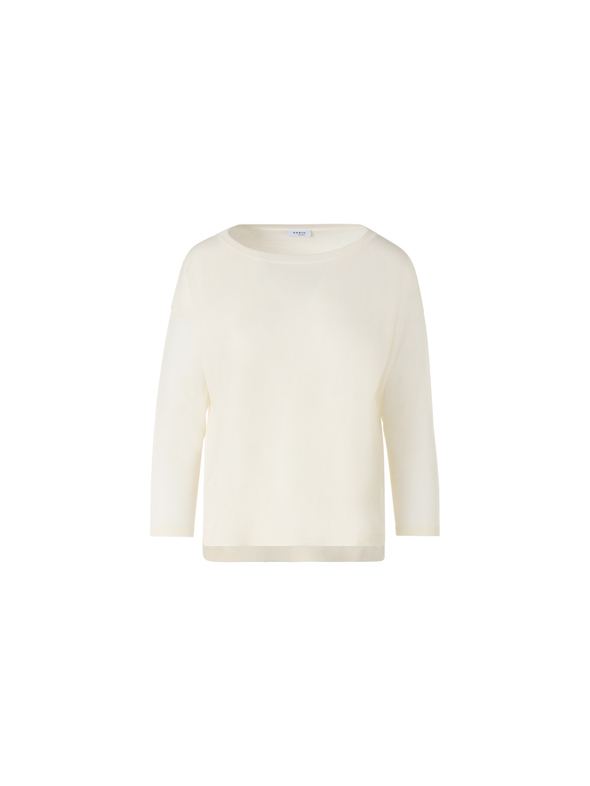 Designer Bracelet-Sleeve Merino Wool Knit Pullover - ecru