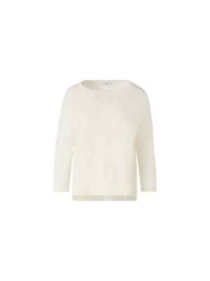 Designer Bracelet-Sleeve Merino Wool Knit Pullover - ecru