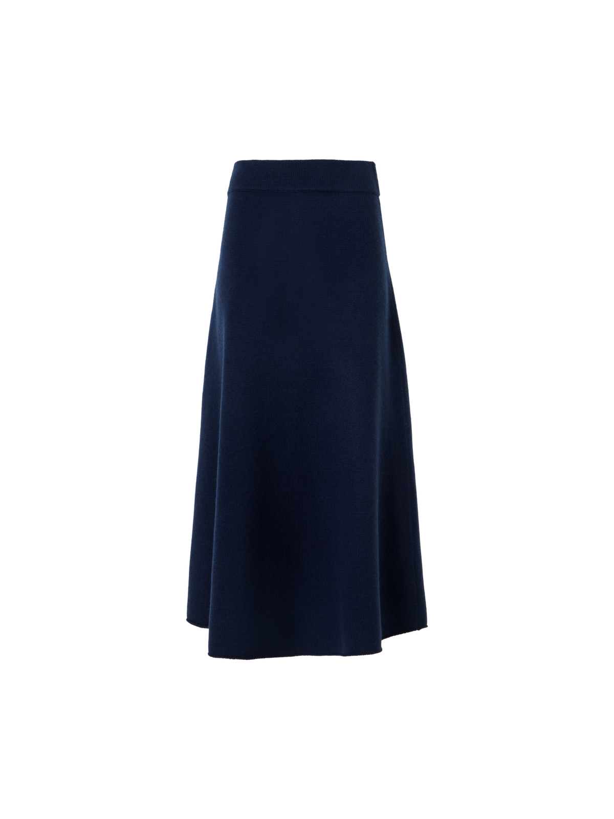 Designer Chunky Yak Knit Midi Skirt - navy