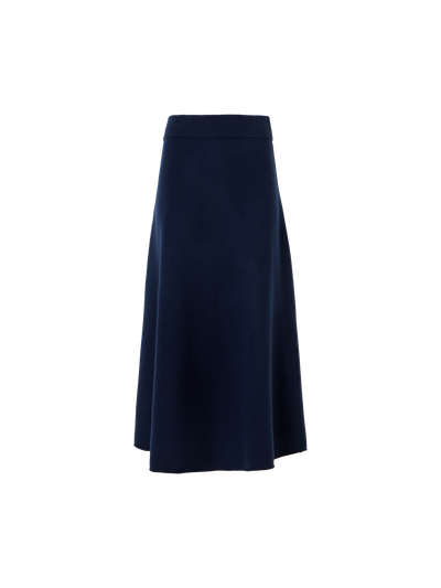 Designer Chunky Yak Knit Midi Skirt - navy