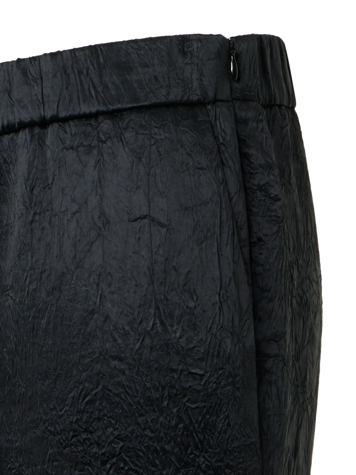 Designer Mike Drawstring Crinkled Satin Jogger Pants - black