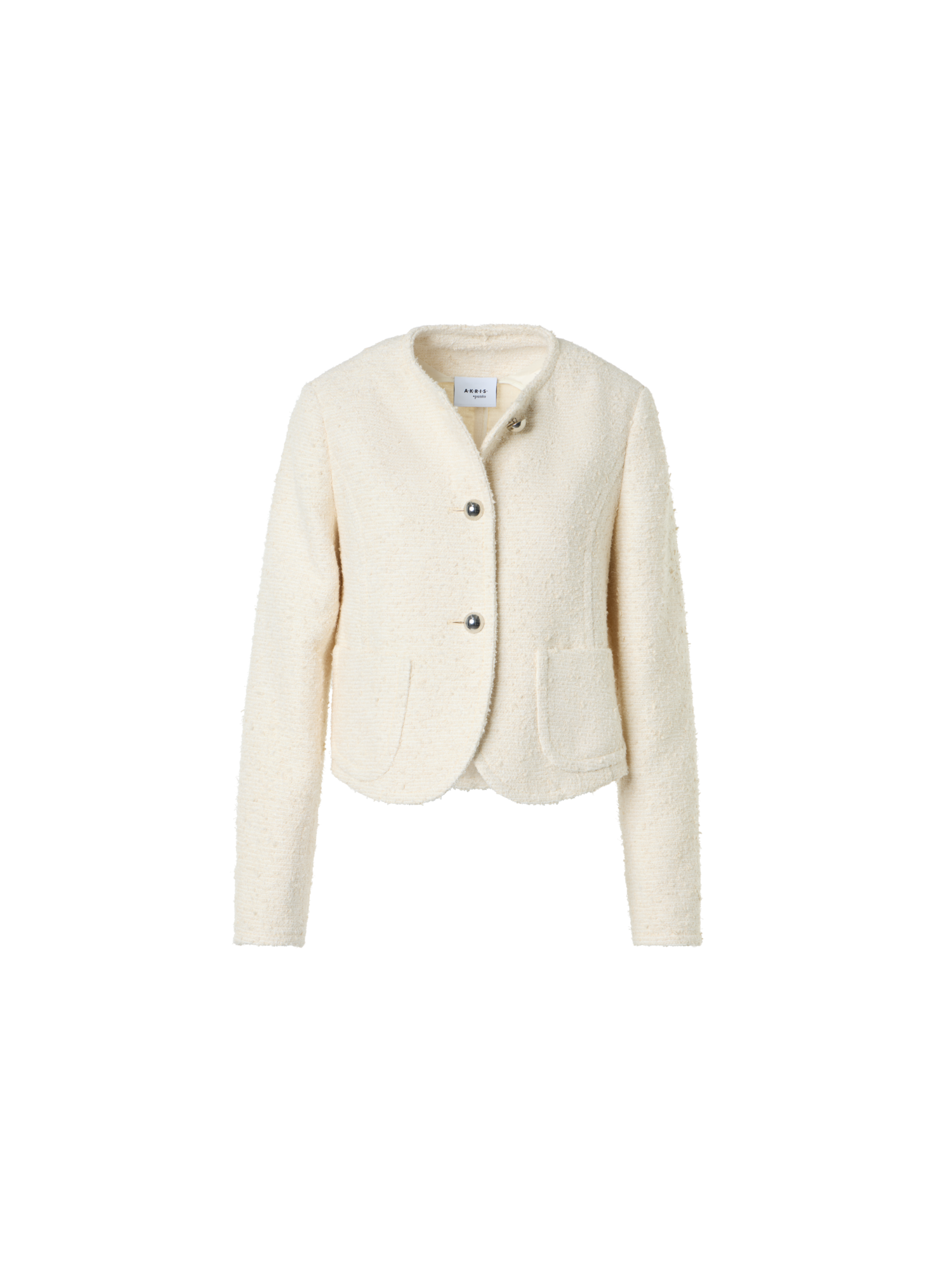 Designer Boxy Bouclé Cotton Summer Jacket - ecru