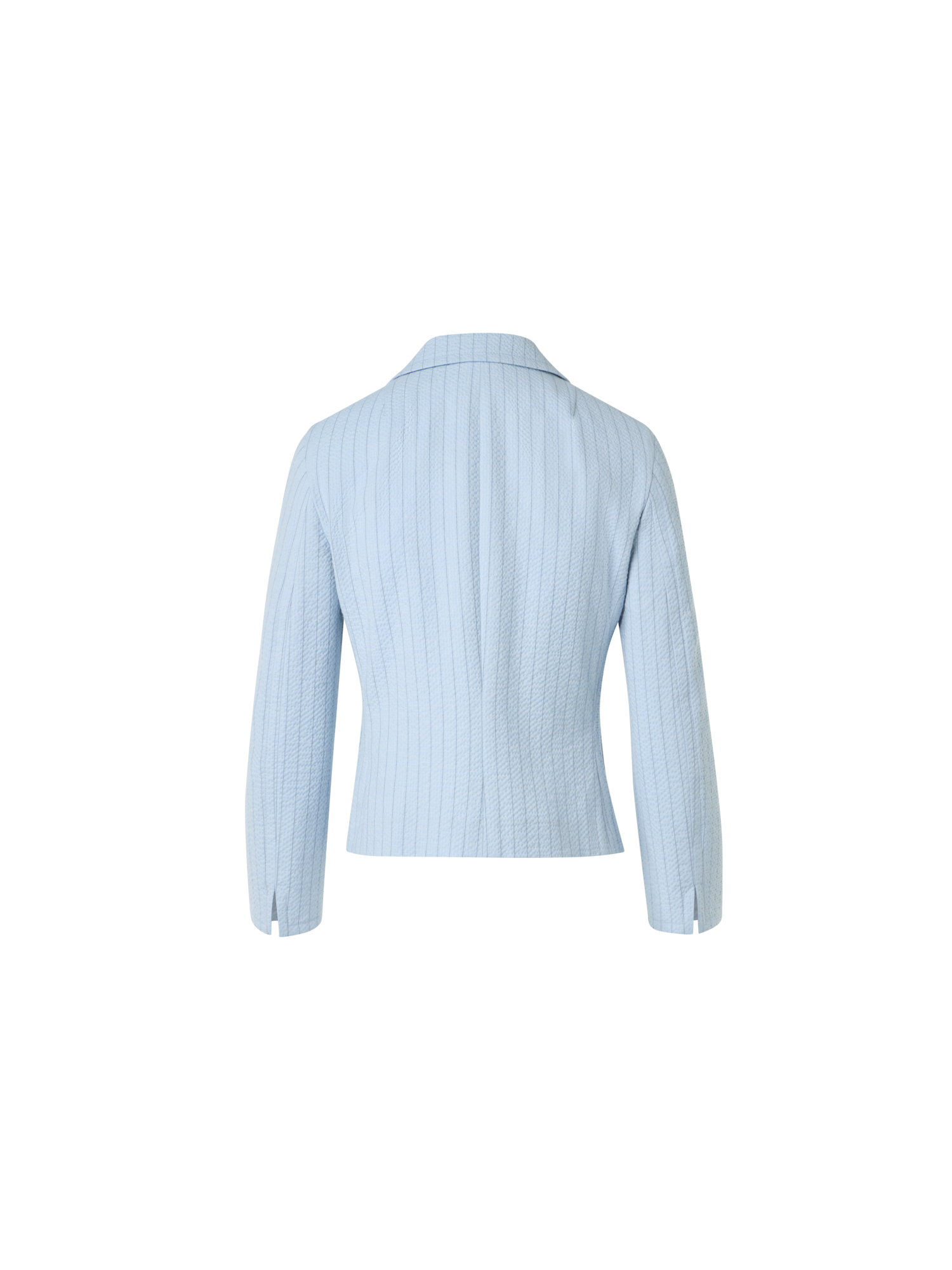 Designer Fitted Cotton Stripe Seersucker Lapel Jacket - blue