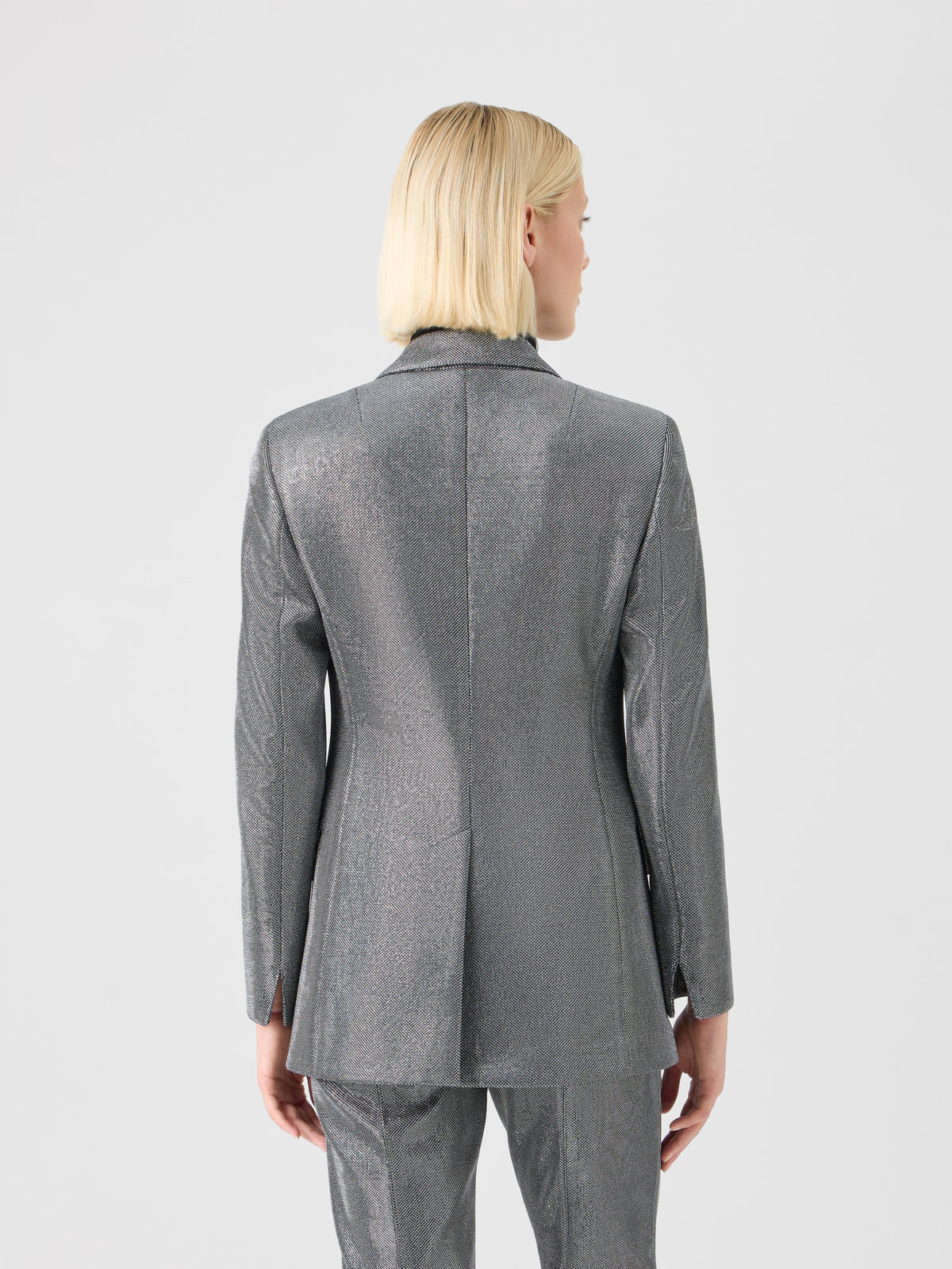 Designer Metallic Birdseye Jersey Blazer - grey - silver #editorial
