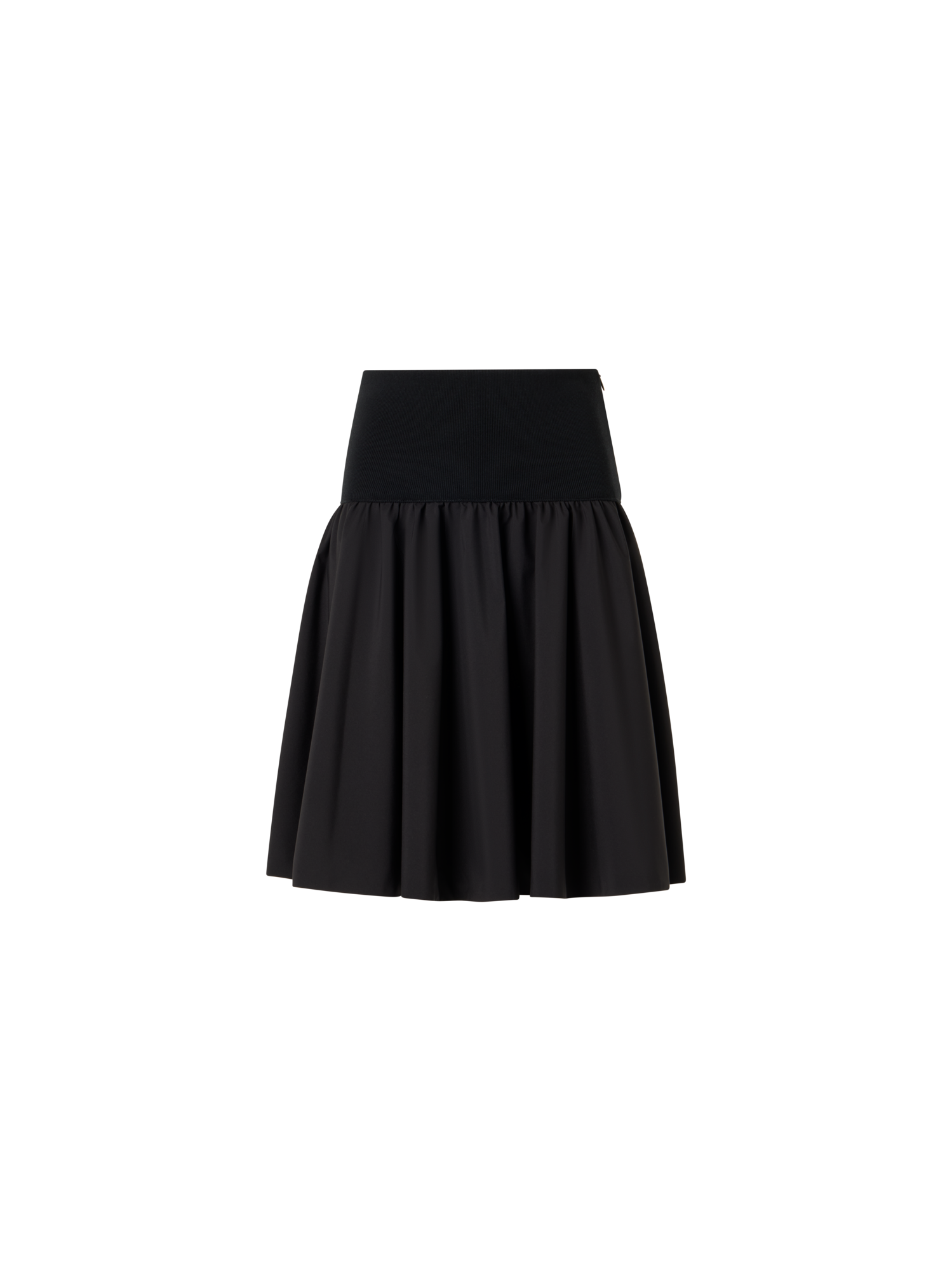 Designer Flared Mixed-Media Mini Skirt - black