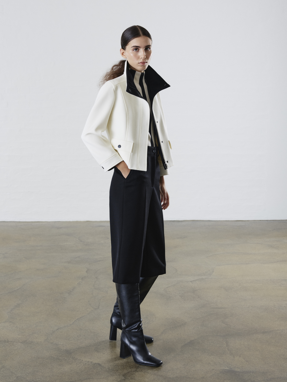 Designer Contrast Wool Tricotine Jacket - multicolor - ecru #editorial