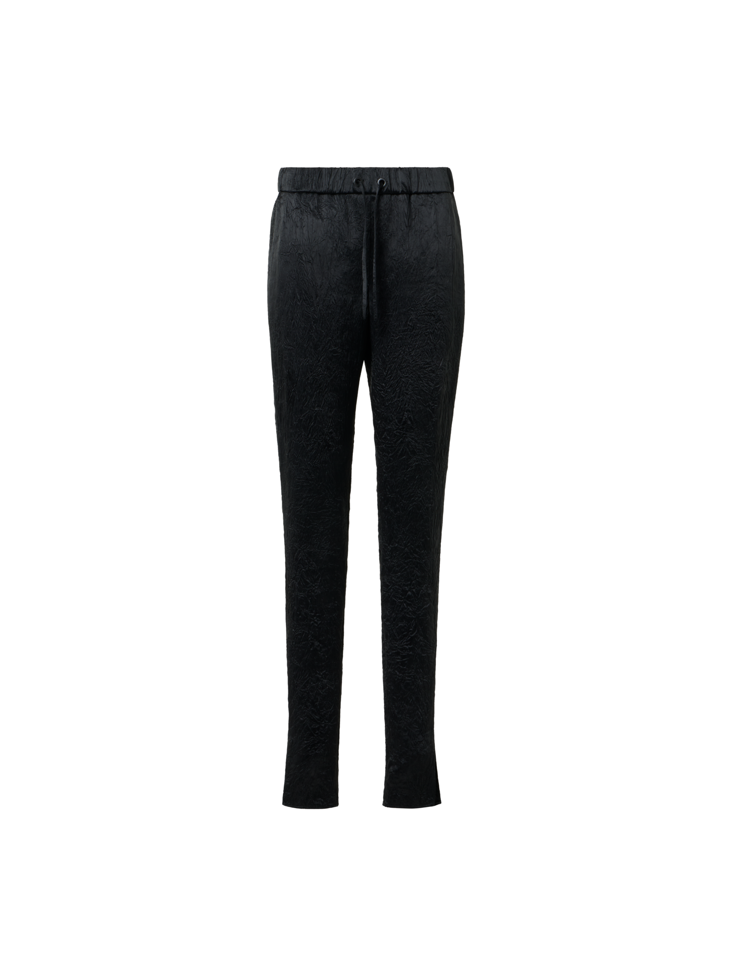 Designer Mike Drawstring Crinkled Satin Jogger Pants - black