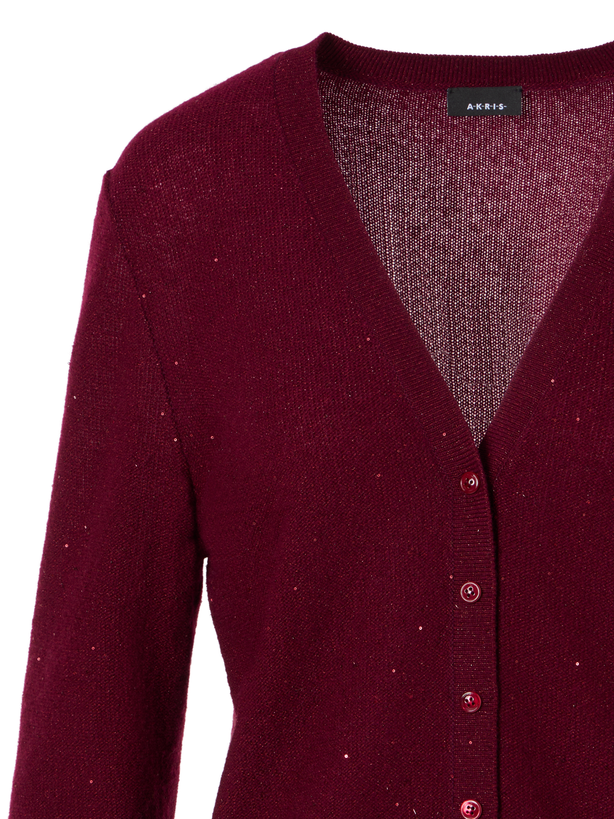Designer Cashmere Lamé Cardigan with Fine Sequins - red