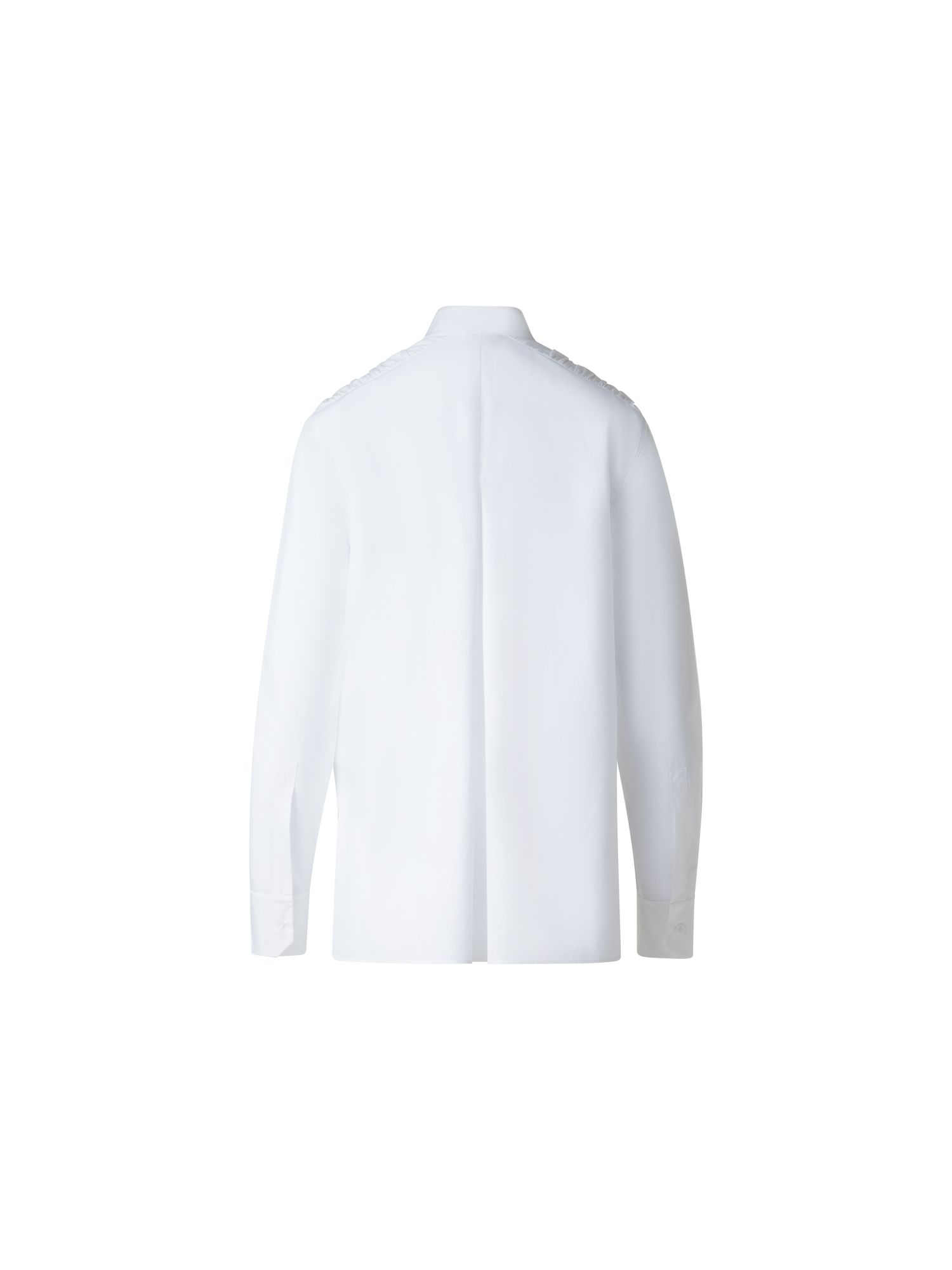 Designer Cotton Blouse with Gathered Shoulder Detail - neutral - white