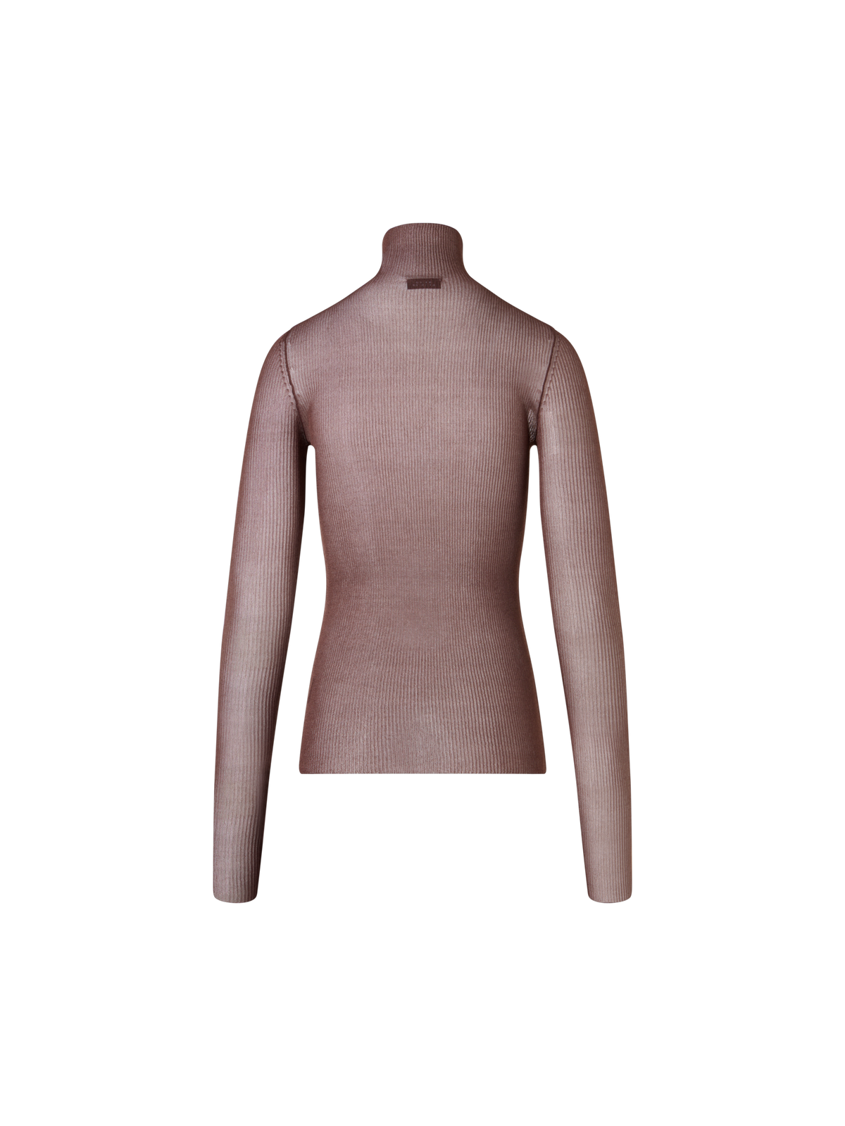 Designer Transparent Silk Fine Rib Sweater with Thumb Holes - brown