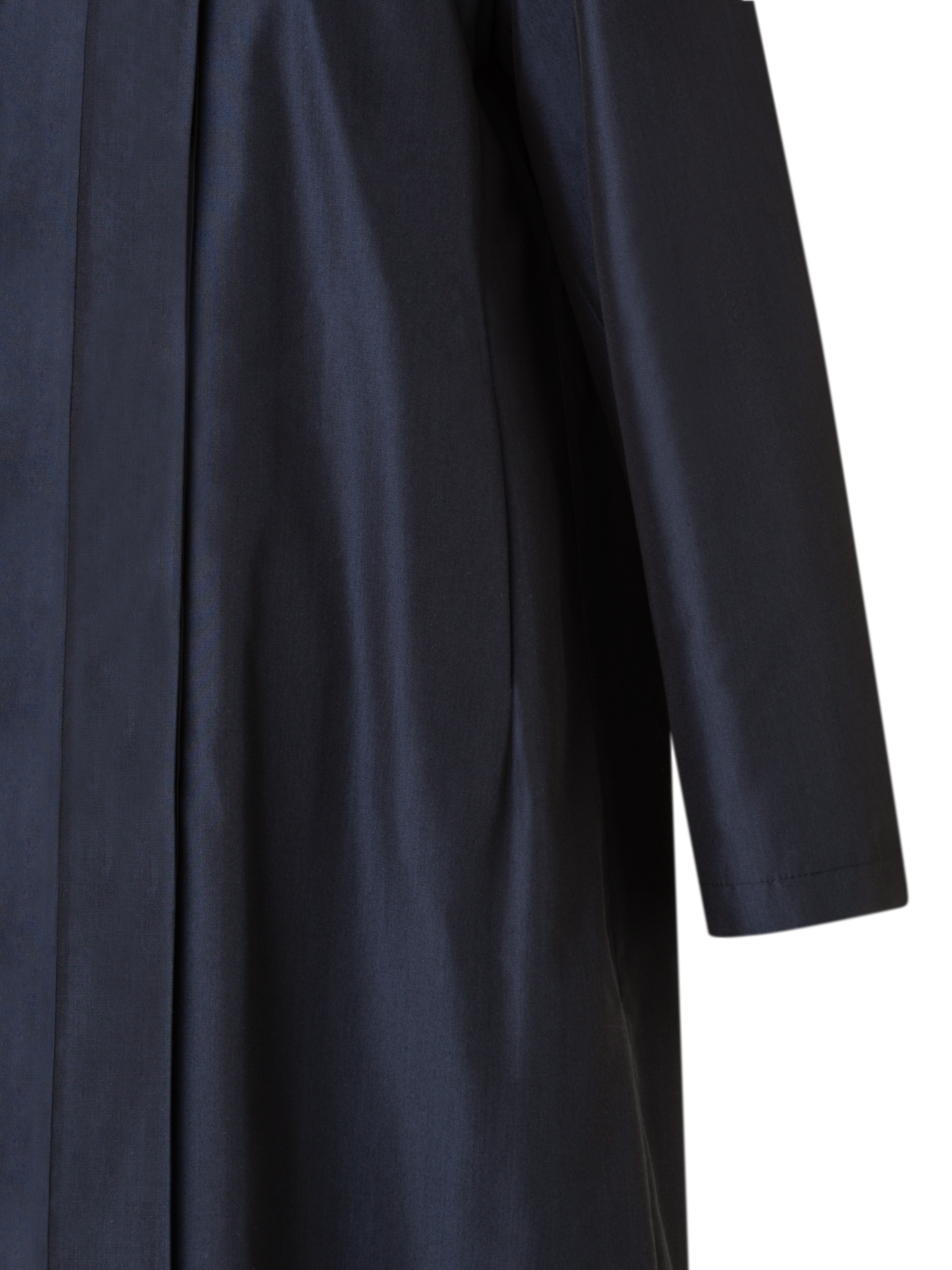 Designer Layered Wool Coat with Removable Silk Layer - navy - blue