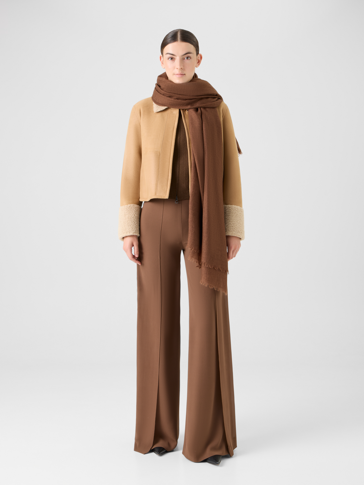 Designer Cashmere Silk Scarf - brown #editorial