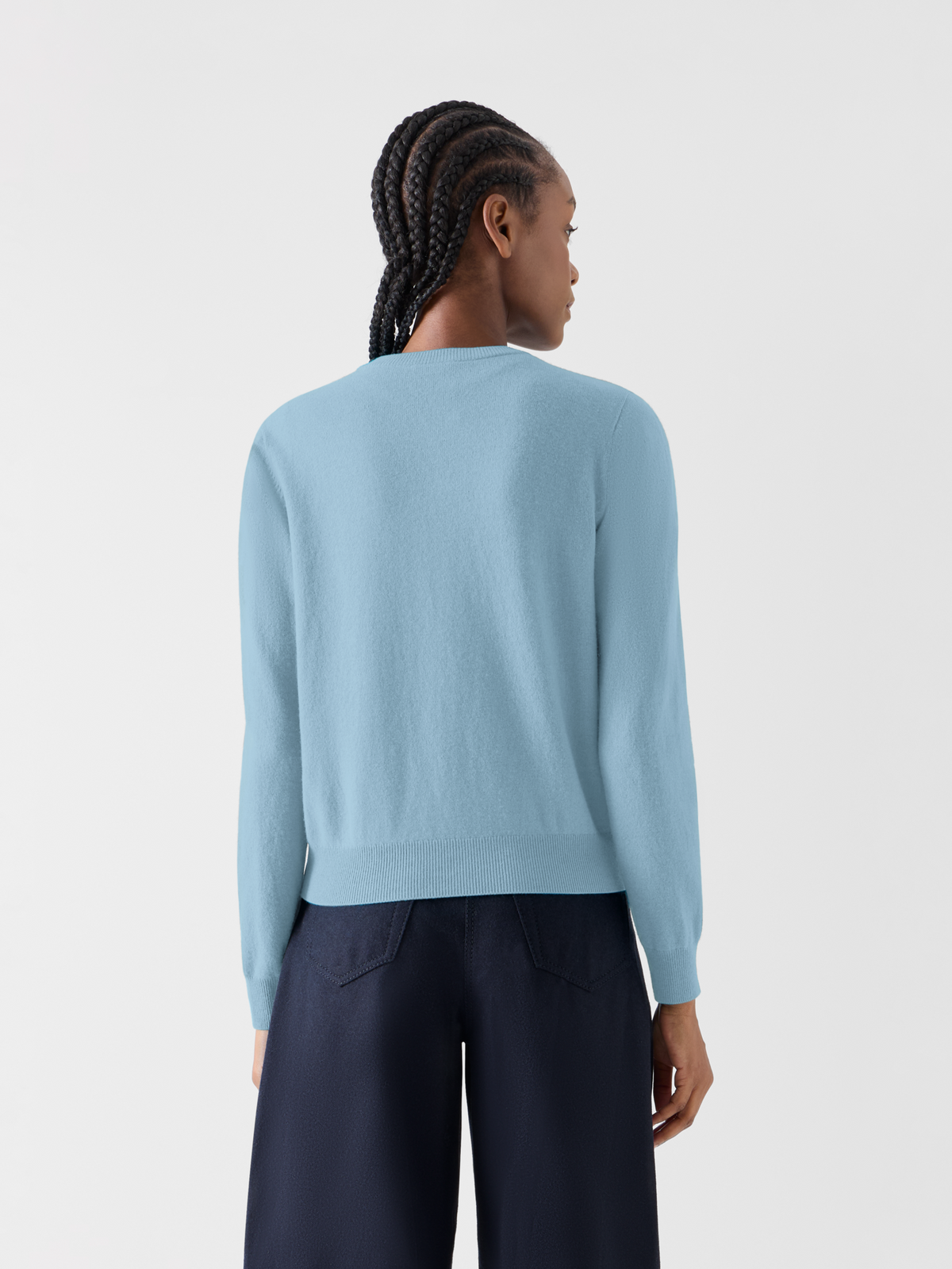 Designer Relaxed Wool Cashmere Knit Cardigan - blue 