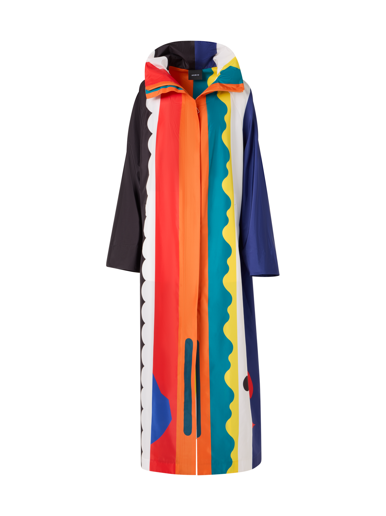 Designer Ivano Taffeta Maxi Coat with Paravent Print - multicolor