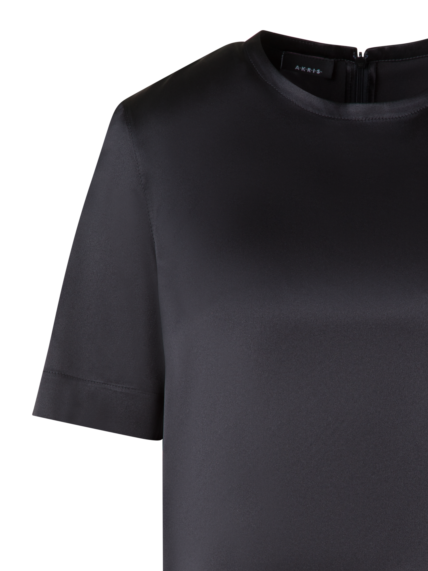 Designer T-Shirt Blouse in Silk Satin - black