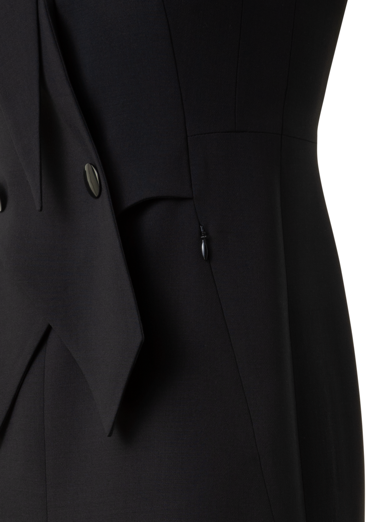 Designer Sleeveless Blazer Dress in Wool Double-Face - black