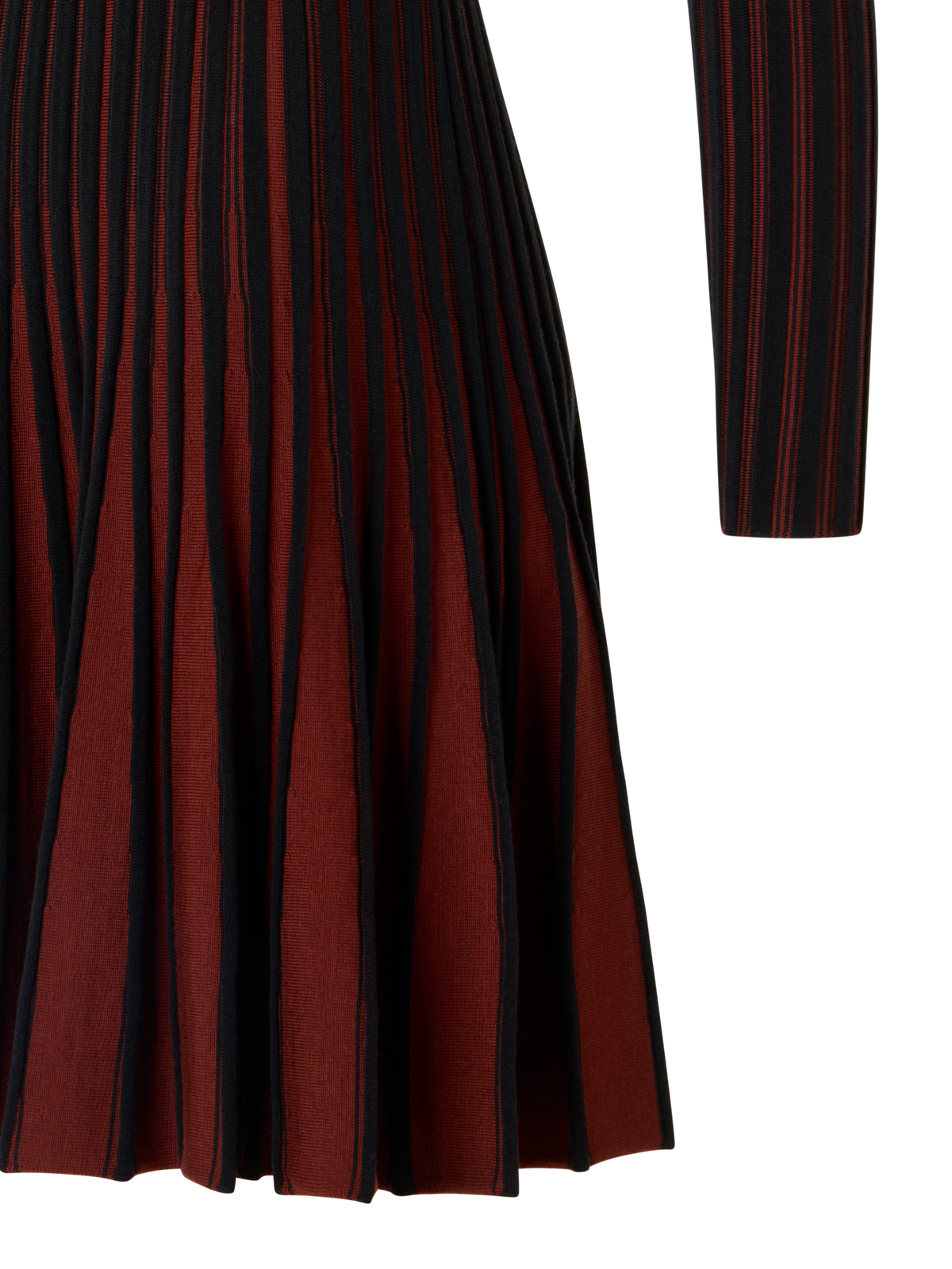 Designer Fit-and-Flare Ribbed Knit Dress - black - multicolor