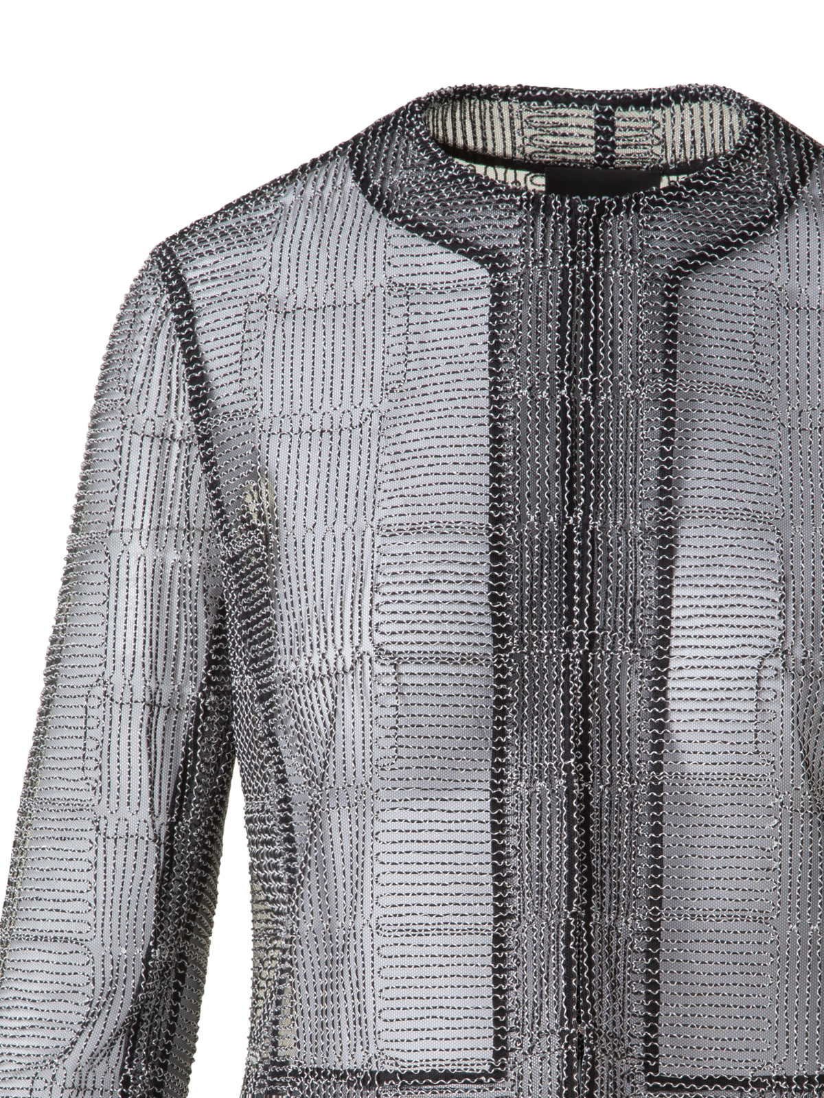 Designer Short Jacket in Square on Tulle Embroidery - black