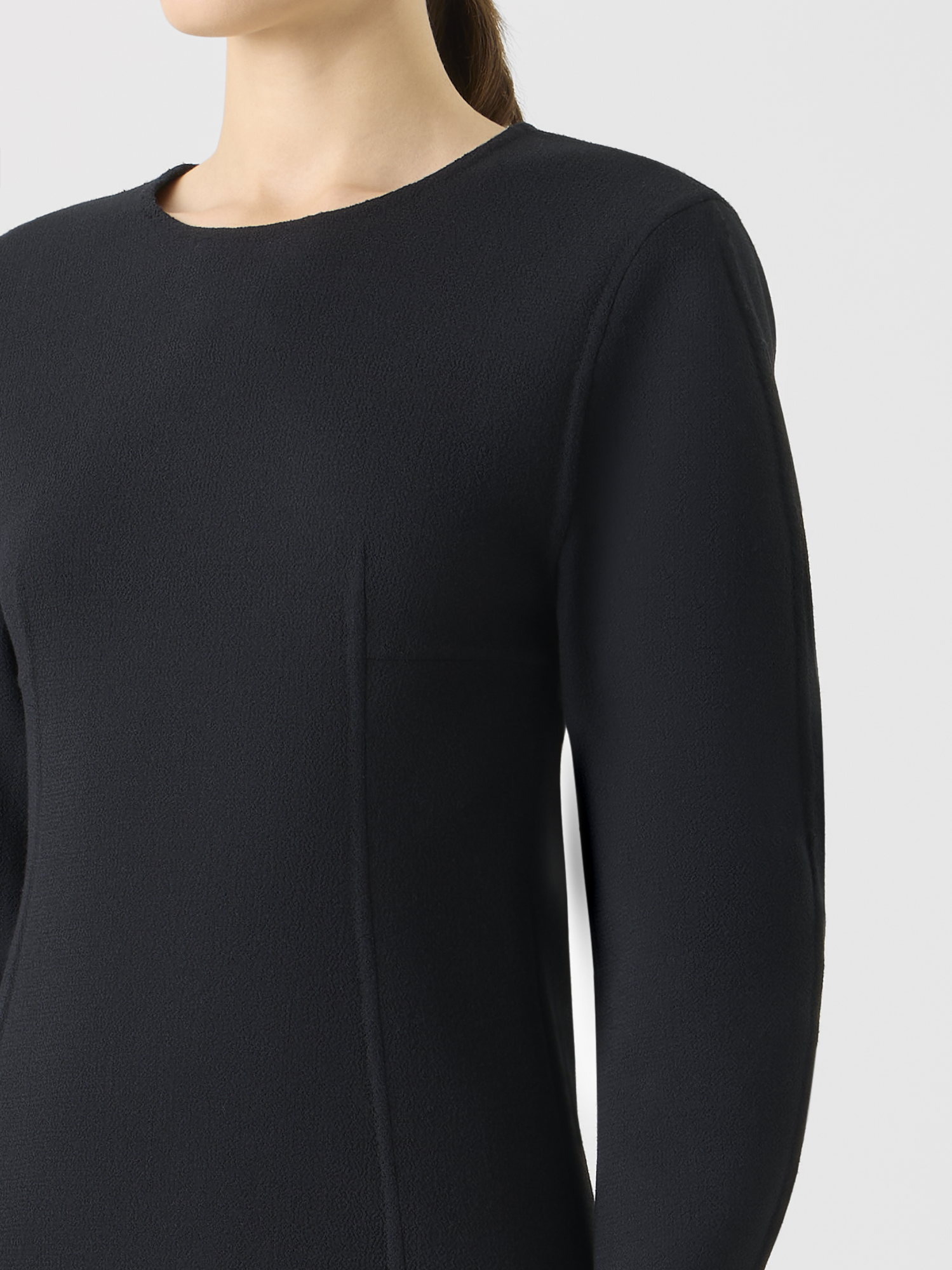 Designer Short Wool Crêpe Double-Face Sheath Dress - black 