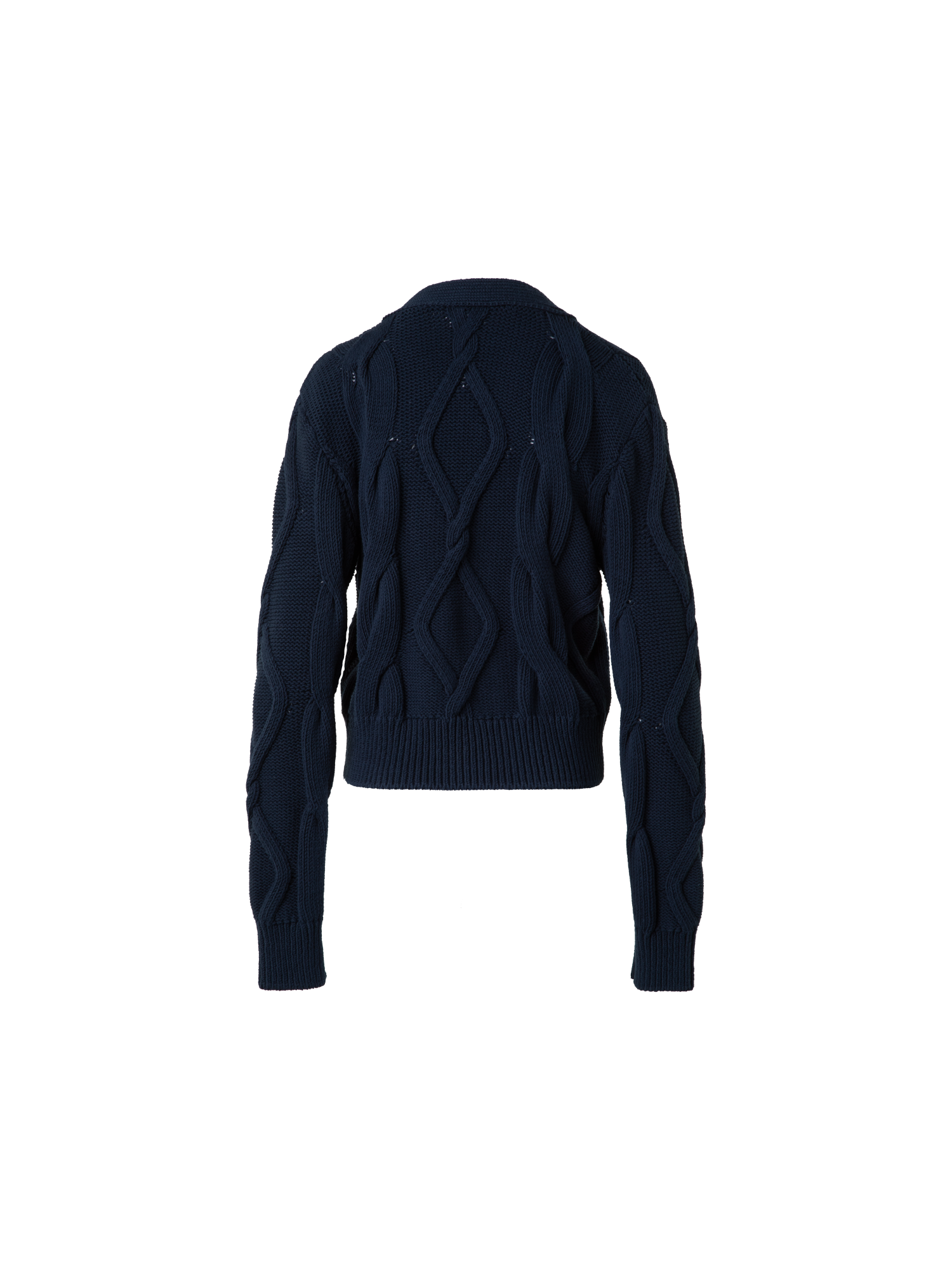 Designer Cardigan in Chunky Cotton Cable Knit - navy - blue