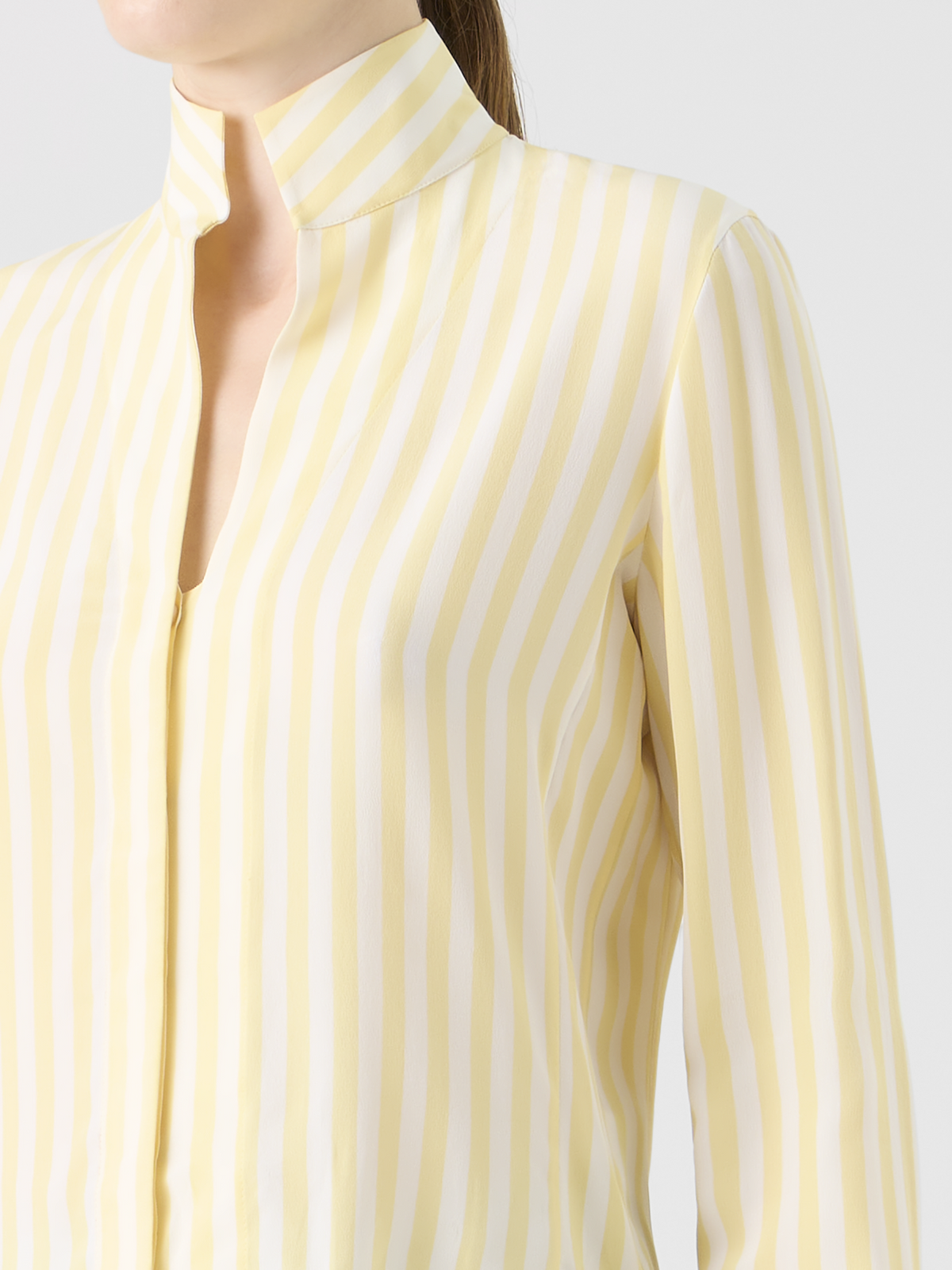 Designer Striped Silk Crêpe Tunic Blouse - multicolor - yellow #editorial