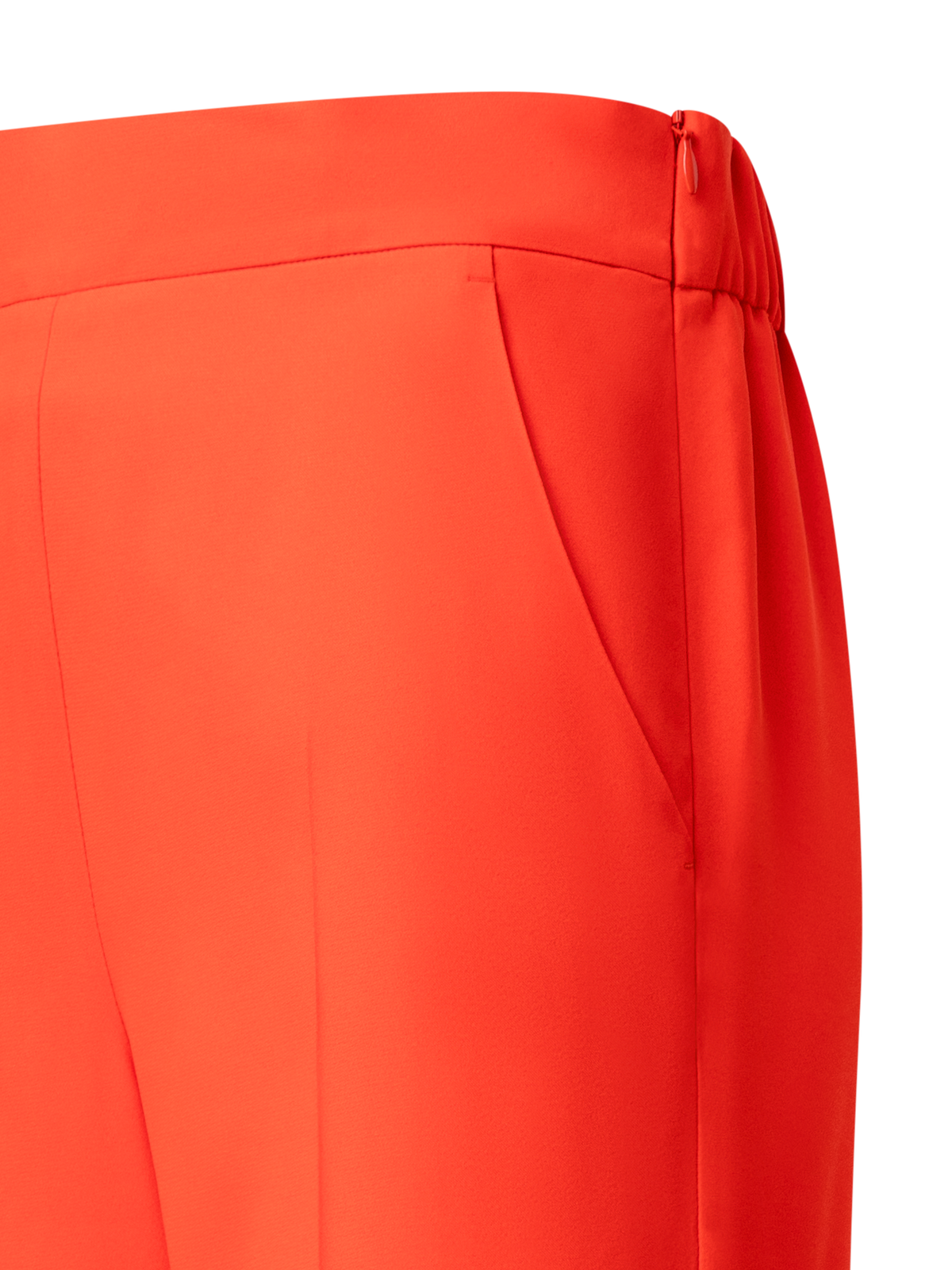 Designer Tapered Crêpe Pants with Elastic Back - red