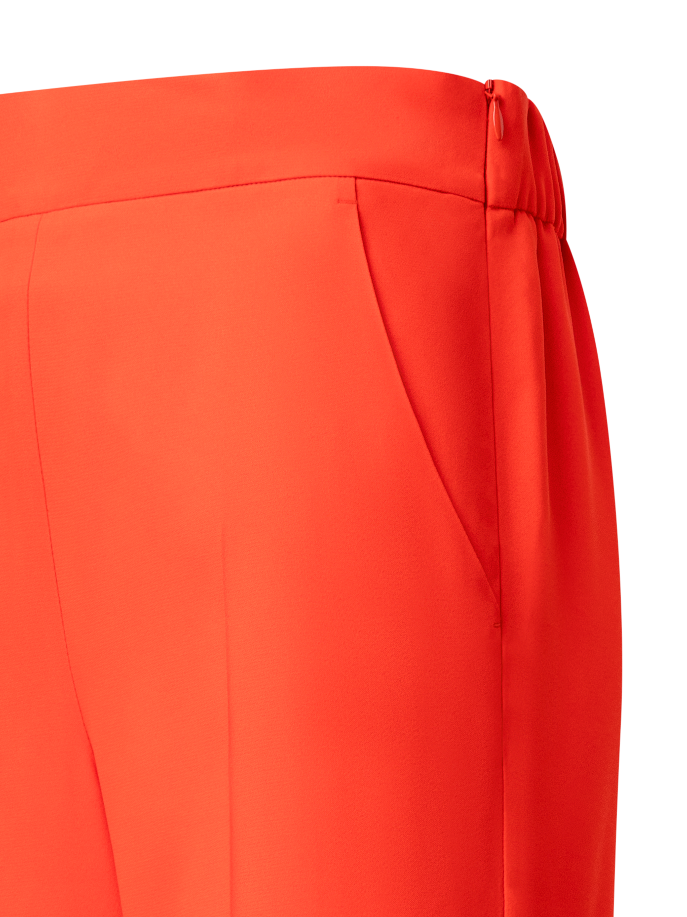 Designer Tapered Crêpe Pants with Elastic Back - red