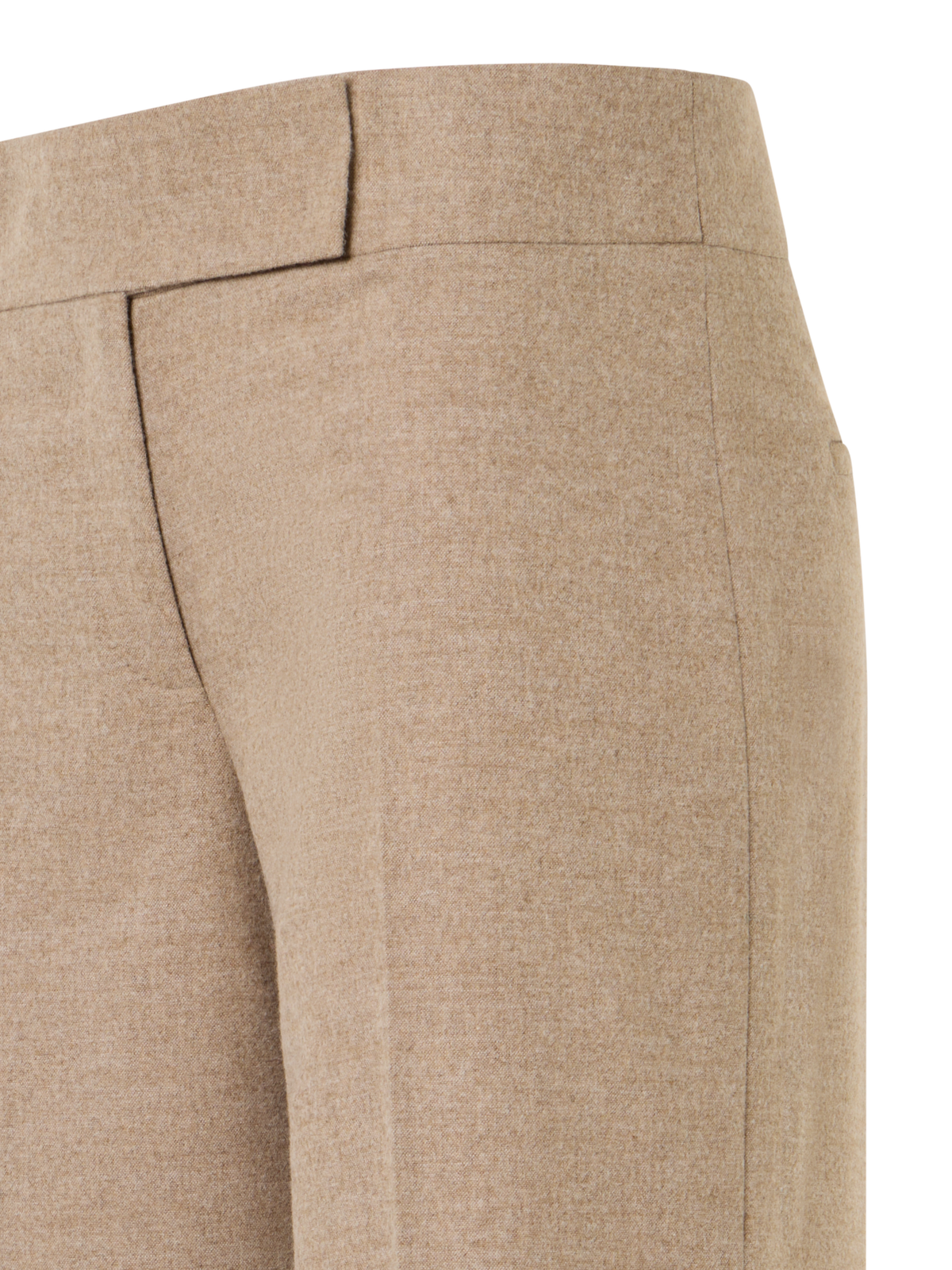 Designer Wide Leg Wool Flannel Pants with High Cuff - beige