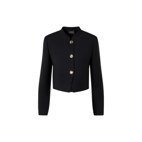 Short Wool Double-Face Jacket with Gold Buttons