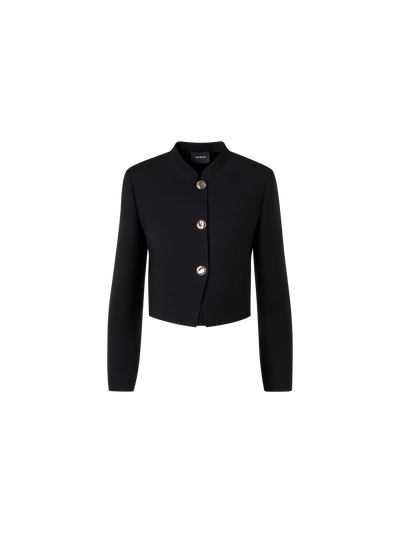 Designer Short Wool Double-Face Jacket with Gold Buttons - black