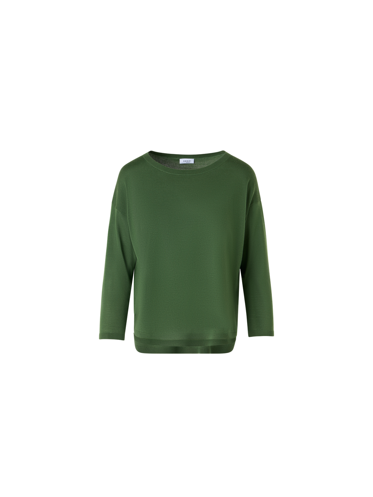Designer Bracelet-Sleeve Merino Wool Knit Pullover - green