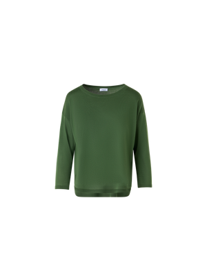 Designer Bracelet-Sleeve Merino Wool Knit Pullover - green