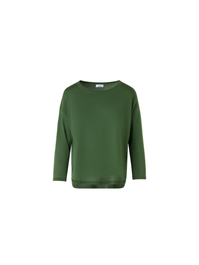 Designer Bracelet-Sleeve Merino Wool Knit Pullover - green
